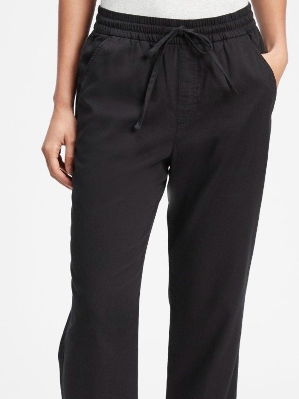 GAP Easy Pant Womens Bottom Drawstring Waist Cotton Blend Navy Blue Small